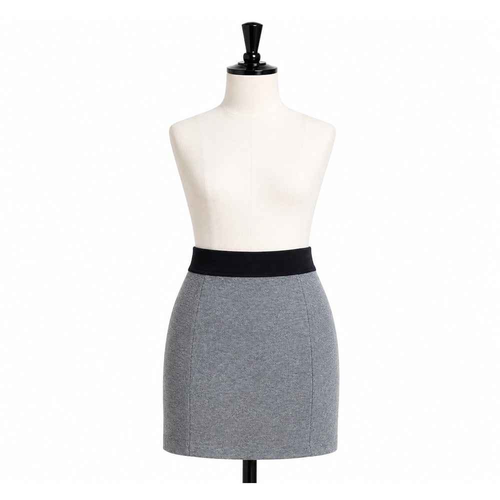 T by Alexander Wang Grey Cotton Knit Mini Skirt Elastic Waist Tulip Hem Small